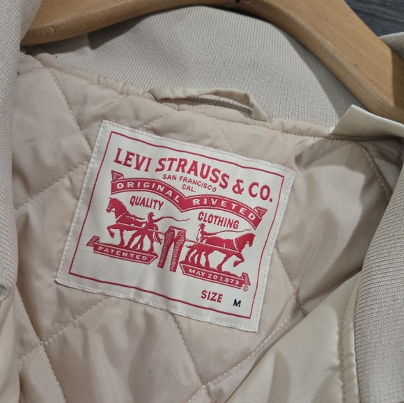 Levi’s After School Tan Jacket Medium Oversize Varsity Baseball Jacket - Picture 9 of 11